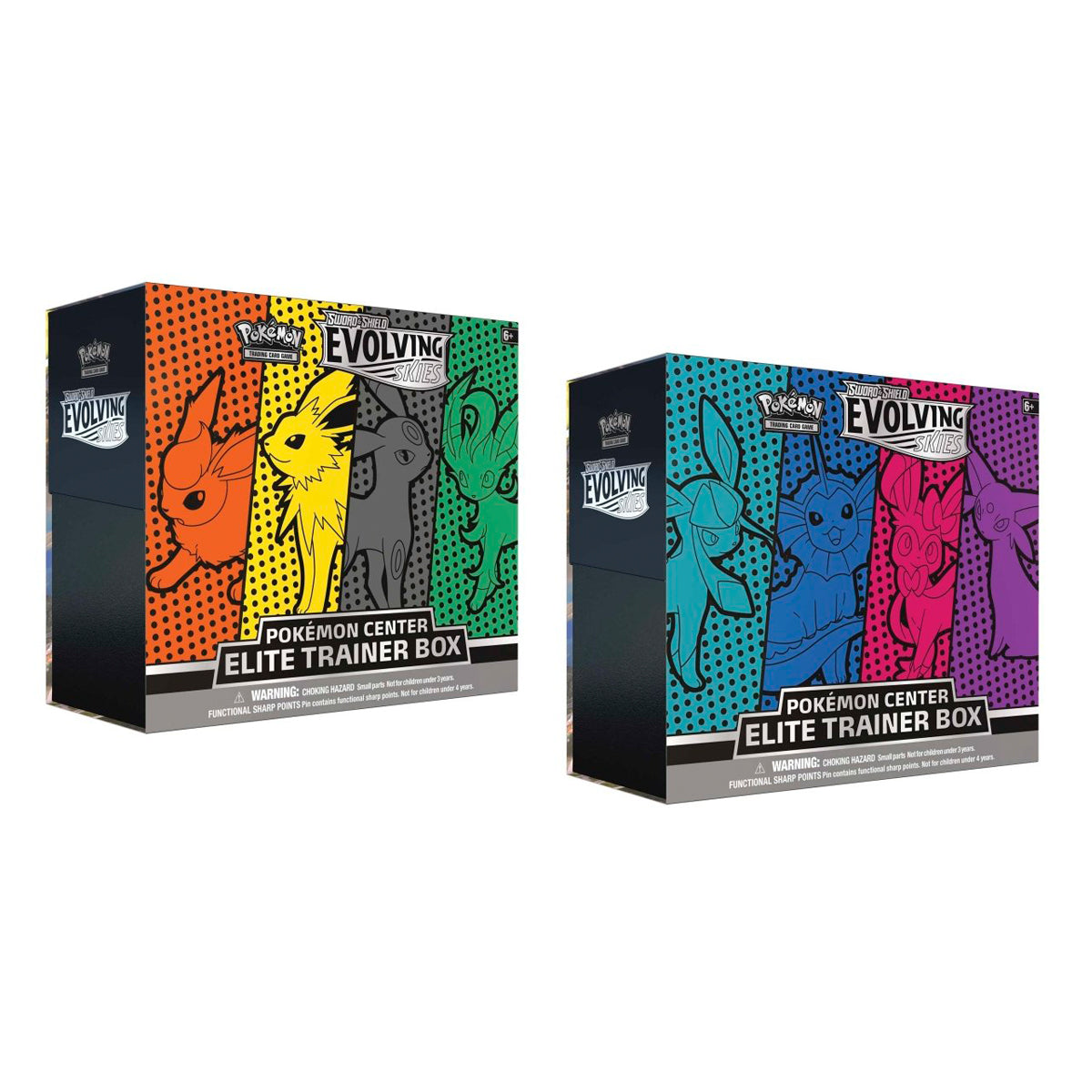 Pokemon TCG Evolving Skies Pokemon Center Elite Trainer Box Pair Set - Trading Card Games
