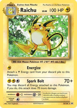 Raichu 36/108 - Evolutions Reverse Holofoil - Single Cards