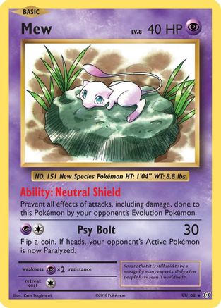 Mew 53/108 - Evolutions Holofoil - Single Cards