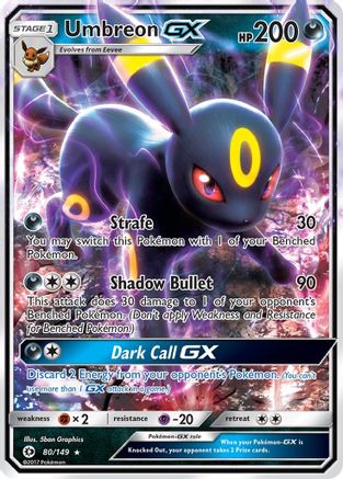 Umbreon-GX 80/149 - Sun & Moon Pokemon Holofoil - Single Cards