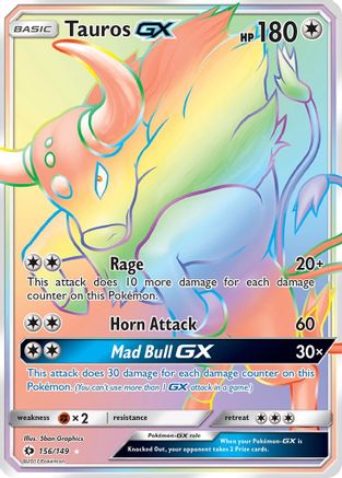Tauros-GX 156/149 - Sun & Moon Pokemon Holofoil - Single Cards