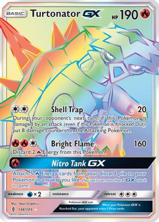 Turtonator-GX 148/145 - Guardians Rising Pokemon Holofoil - Single Cards
