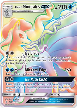 Alolan Ninetales-GX 150/145 - Guardians Rising Pokemon Holofoil - Single Cards