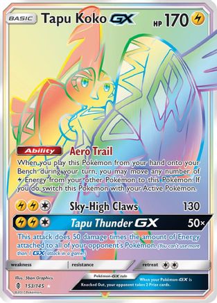 Tapu Koko-GX 153/145 - Guardians Rising Pokemon Holofoil - Single Cards