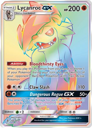 Lycanroc-GX 156/145 - Guardians Rising Pokemon Holofoil - Single Cards