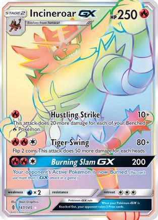 Incineroar-GX 147/145 - Guardians Rising Pokemon Holofoil - Single Cards
