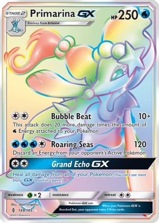 Primarina-GX 149/145 - Guardians Rising Pokemon Holofoil - Single Cards