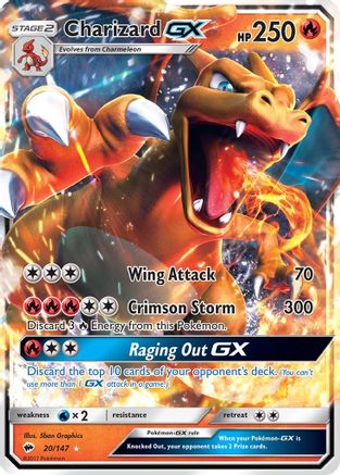 Charizard-GX 20/147 - Burning Shadows Pokemon Holofoil - Single Cards