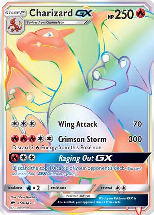 Charizard-GX 150/147 - Burning Shadows Pokemon Holofoil - Single Cards