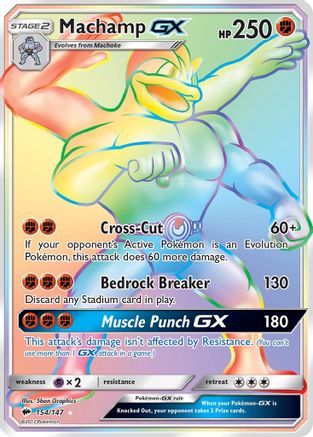 Machamp-GX 154/147 - Burning Shadows Pokemon Holofoil - Single Cards