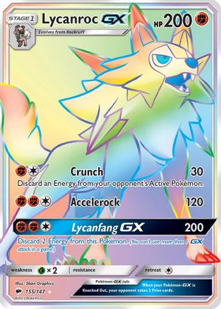 Lycanroc-GX 155/147 - Burning Shadows Pokemon Holofoil - Single Cards