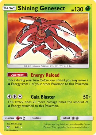 Shining Genesect 9/73 - Shining Legends Pokemon Holofoil - Single Cards