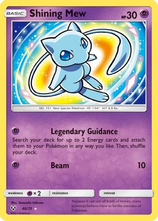 Shining Mew 40/73 - Shining Legends Pokemon Holofoil - Single Cards