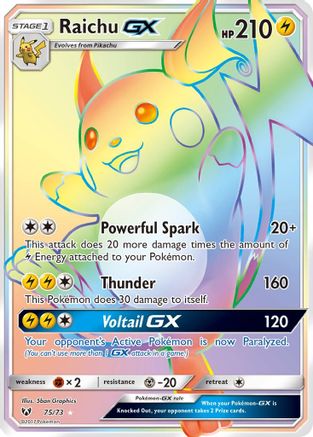 Raichu-GX 75/73 - Shining Legends Pokemon Holofoil - Single Cards