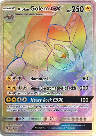 Alolan Golem-GX 113/111 - Crimson Invasion Pokemon Holofoil - Single Cards