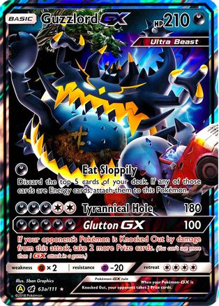 Guzzlord-GX 63a/111 - Crimson Invasion Pokemon Holofoil - Single Cards