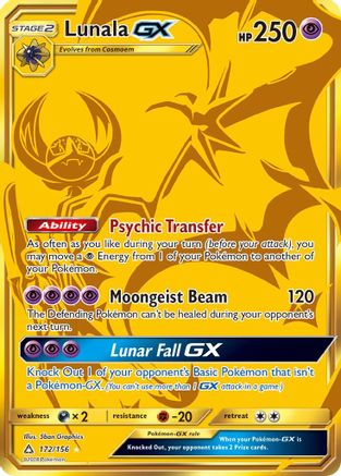 Lunala-GX 172/156 - Ultra Prism Pokemon Holofoil - Single Cards
