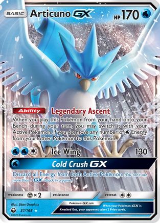 Articuno-GX 31/168 - Celestial Storm Pokemon Holofoil - Single Cards