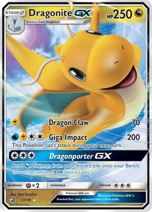 Dragonite-GX 37/70 - Dragon Majesty Pokemon Holofoil - Single Cards