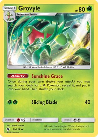 Grovyle 21/214 - SM  Lost Thunder Reverse Holofoil - Single Cards