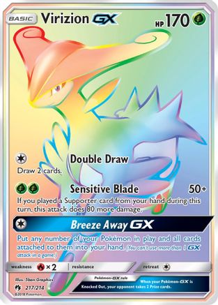 Virizion-GX 217/214 - Lost Thunder Pokemon Holofoil - Single Cards