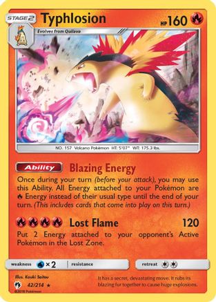 Typhlosion 42/214 - Lost Thunder Pokemon Holofoil - Single Cards