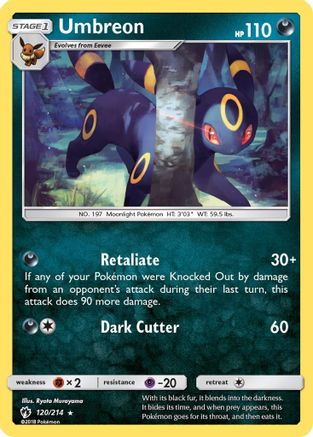 Umbreon 120/214 - Lost Thunder Reverse Pokemon Holofoil - Single Cards