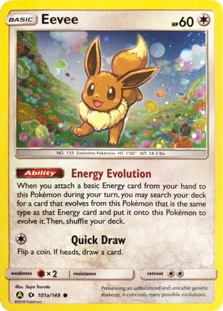 Eevee 101a/149 - Sun & Moon Pokemon Holofoil - Single Cards