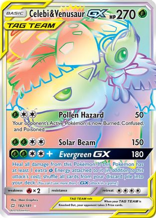 Celebi & Venusaur-GX 182/181 - Team Up Pokemon Holofoil - Single Cards