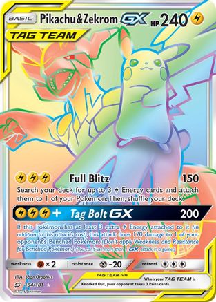 Pikachu & Zekrom-GX 184/181 - Team Up Pokemon Holofoil - Single Cards