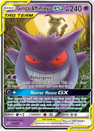 Gengar & Mimikyu-GX 53/181 - Team Up Pokemon Holofoil - Single Cards