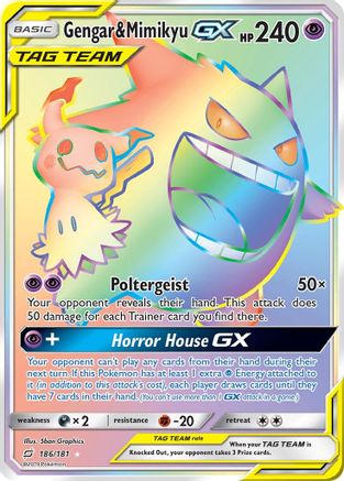 Gengar & Mimikyu-GX 186/181 - Team Up Pokemon Holofoil - Single Cards