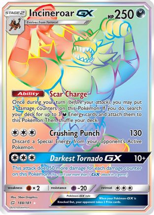 Incineroar-GX 188/181 - Team Up Pokemon Holofoil - Single Cards