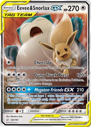 Eevee & Snorlax-GX 120/181 - Team Up Pokemon Holofoil - Single Cards