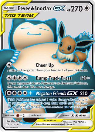Eevee & Snorlax-GX 171/181 - Team Up Pokemon Holofoil - Single Cards