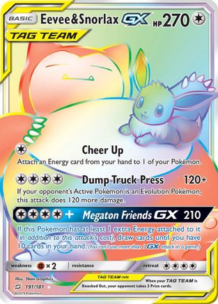 Eevee & Snorlax-GX 191/181 - Team Up Pokemon Holofoil - Single Cards