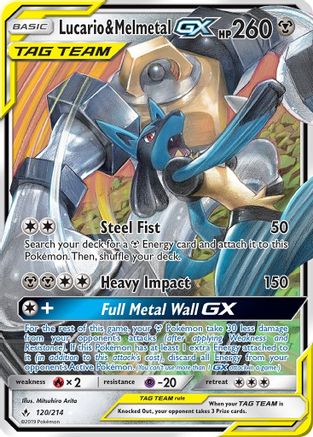 Lucario & Melmetal-GX 120/214 - Unbroken Bonds Pokemon Holofoil - Single Cards