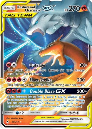 Reshiram & Charizard-GX 20/214 - Unbroken Bonds Pokemon Holofoil - Single Cards