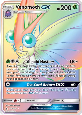 Venomoth-GX 216/214 - Unbroken Bonds Pokemon Holofoil - Single Cards