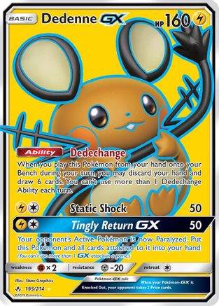 Dedenne-GX 195/214 - Unbroken Bonds Pokemon Holofoil - Single Cards