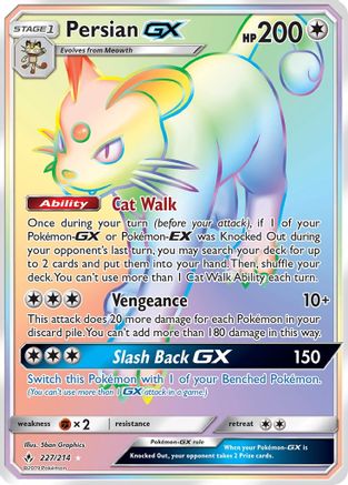 Persian-GX 227/214 - Unbroken Bonds Pokemon Holofoil - Single Cards
