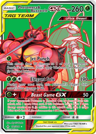 Pheromosa & Buzzwole-GX 191/214 - Unbroken Bonds Pokemon Holofoil - Single Cards