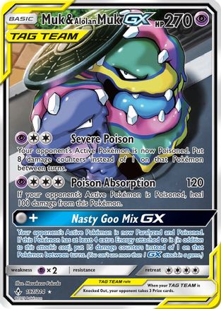 Muk & Alolan Muk-GX 197/214 - Unbroken Bonds Pokemon Holofoil - Single Cards