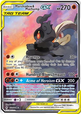Marshadow & Machamp-GX 199/214 - Unbroken Bonds Pokemon Holofoil - Single Cards