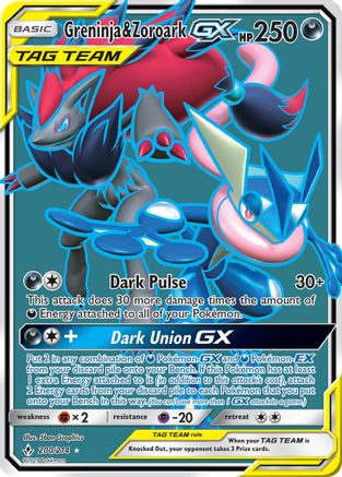 Greninja & Zoroark-GX 200/214 - Unbroken Bonds Pokemon Holofoil - Single Cards