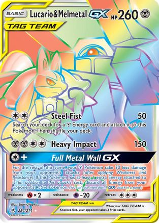 Lucario & Melmetal-GX 224/214 - Unbroken Bonds Pokemon Holofoil - Single Cards