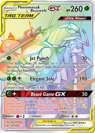 Pheromosa & Buzzwole-GX 215/214 - Unbroken Bonds Pokemon Holofoil - Single Cards