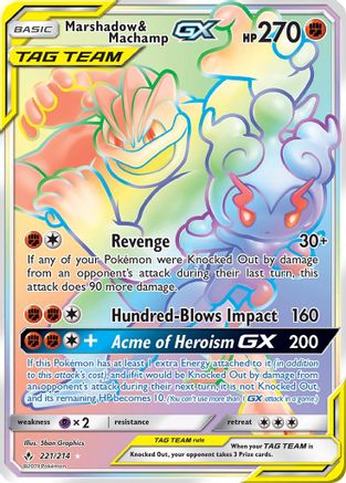 Marshadow & Machamp-GX 221/214 - Unbroken Bonds Pokemon Holofoil - Single Cards