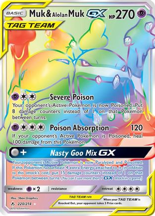 Muk & Alolan Muk-GX 220/214 - Unbroken Bonds Pokemon Holofoil - Single Cards