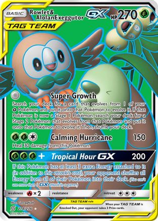 Rowlet & Alolan Exeggutor-GX 214/236 - Unified Minds Pokemon Holofoil - Single Cards